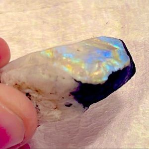 Genuine Blue Flash Raw Rainbow Moonstone w/ Black Tourmaline ✨2 for $36✨